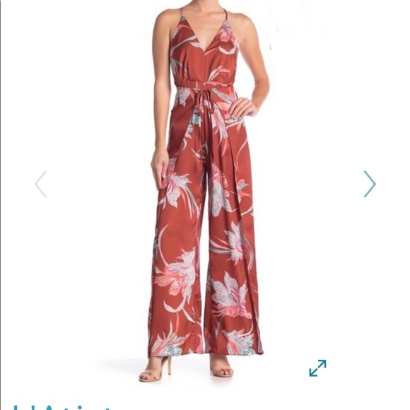 L'ATISTE Pants - NWT L’atiste Floral Satin Jumpsuit SZ. Medium